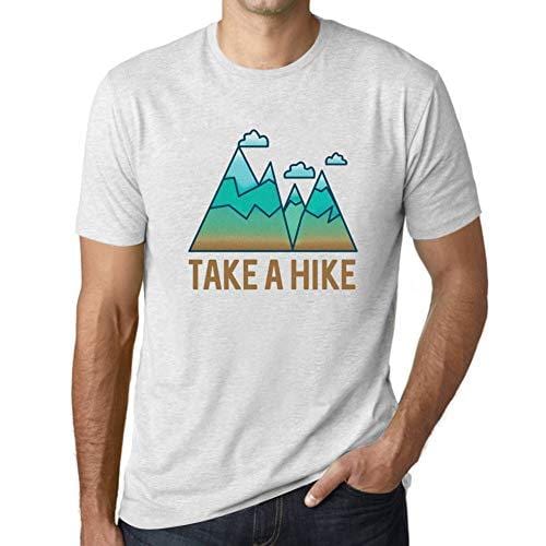 Ultrabasic - Homme Graphique Col V Tee Shirt Take a Hike Blanc Chiné