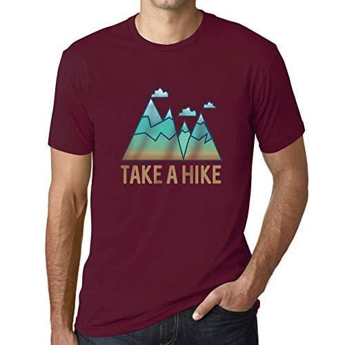 Ultrabasic - Homme Graphique Col V Tee Shirt Take a Hike Bordeaux