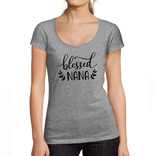 Ultrabasic - Femme Graphique Blessed Nana T-Shirt Cadeau Idées Tee Gris Chiné