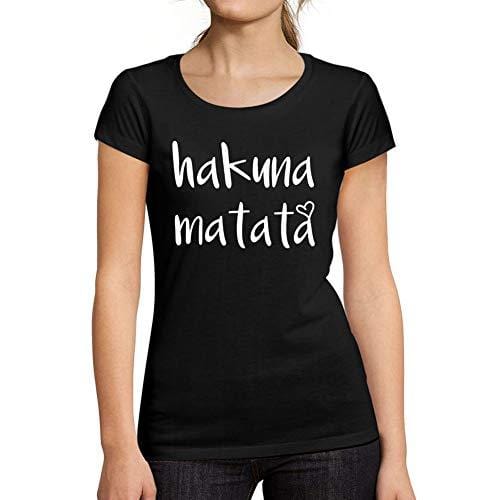 Ultrabasic - Tee-Shirt Femme Manches Courtes Hakuna Matata Noir Profond