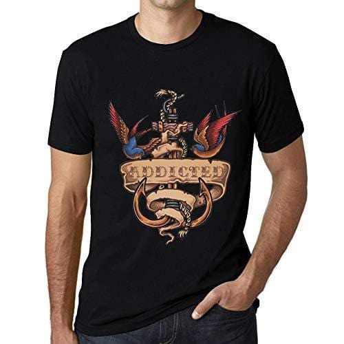 Ultrabasic - Homme T-Shirt Graphique Anchor Tattoo Addicted Noir Profond