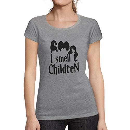 Ultrabasic - Tee-Shirt Femme Manches Courtes I Smell Children Halloween Lettre T-Shirt imprimé Gris Chiné