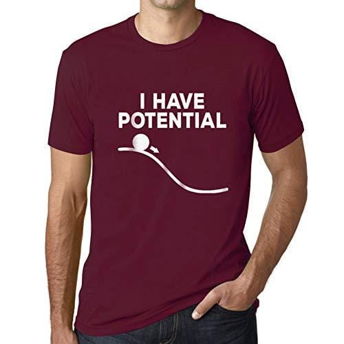 Ultrabasic - Homme Graphique J'Ai du Potentiel Impression de Lettre Tee Shirt Cadeau Bordeaux