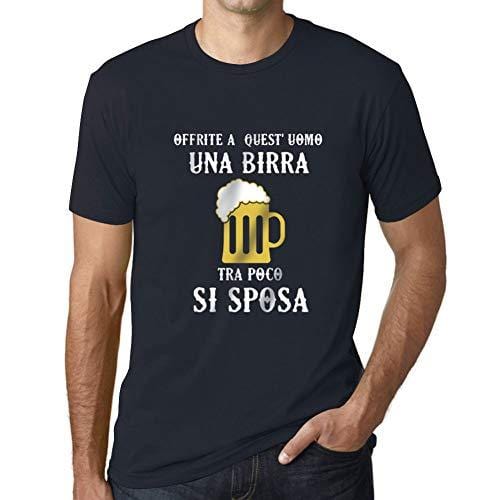 Ultrabasic - Homme Graphique Una Birra Tra Poco Si Sposa Impression de Lettre Tee Shirt Cadeau Marine