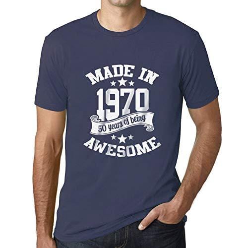 Ultrabasic - Homme T-Shirt Graphique Made in 1970 Idée Cadeau T-Shirt pour Le 50e Anniversaire Denim