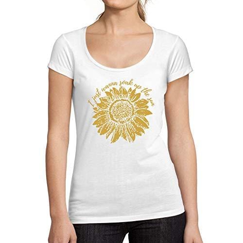 Ultrabasic - Tee-Shirt Femme col Rond Décolleté I Just Wanna Soak Up The Sun SunflowerBlanc