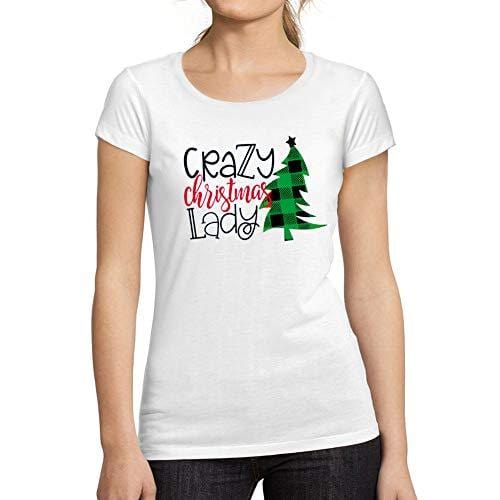 Ultrabasic - Femme Graphique Crazy Christams Lady T-Shirt Noël Xmas Cadeau Idées Tee Blanco