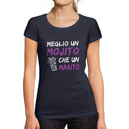 Ultrabasic - Femme Graphique Meglio Un Mojito Che Un Marito T-Shirt Action de Grâces Xmas Cadeau Idées Tee French Marine French Navy