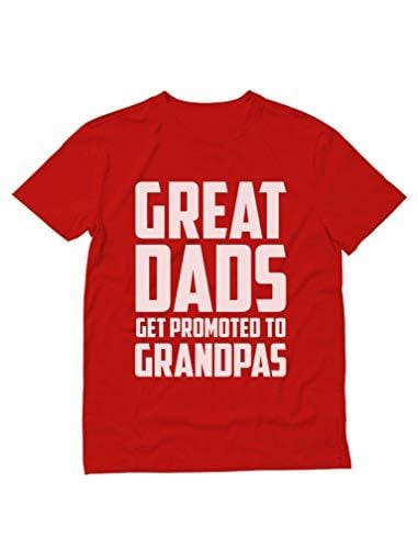 Men's T-shirt Great Dads Get Promoted To Grandpas Funny Grandfather Gift Tshirt Red