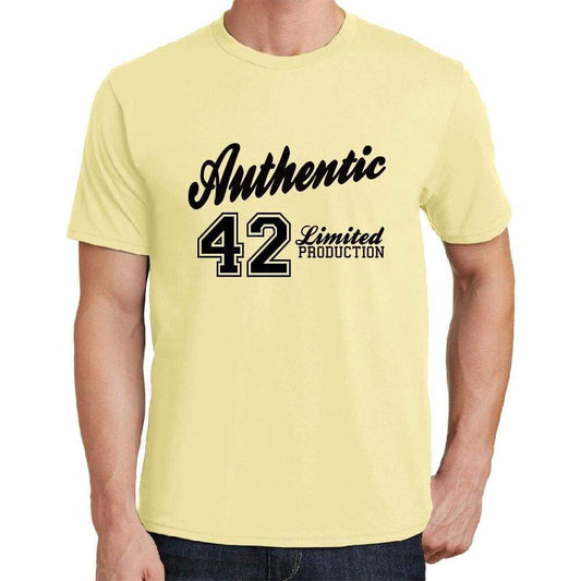 42 Authentic Yellow Mens Short Sleeve Round Neck T-Shirt - Yellow / S - Casual