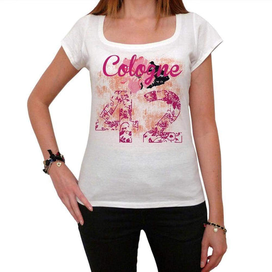 42 Cologne City With Number Womens Short Sleeve Round White T-Shirt 00008 - White / Xs - Casual