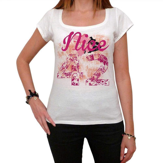 42 Nice City With Number Womens Short Sleeve Round White T-Shirt 00008 - White / Xs - Casual