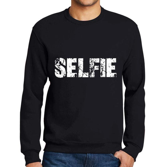 Ultrabasic Homme Imprimé Graphique Sweat-Shirt Popular Words Selfie Noir Profond