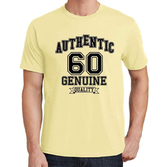 60 Authentic Genuine Yellow Mens Short Sleeve Round Neck T-Shirt 00119 - Yellow / S - Casual