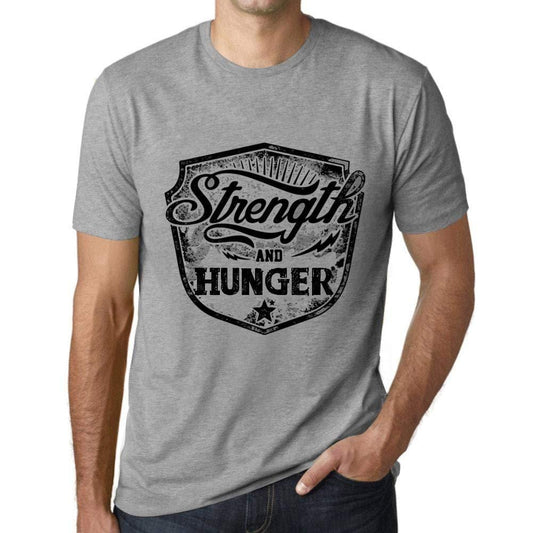 Homme T-Shirt Graphique Imprimé Vintage Tee Strength and Hunger Gris Chiné
