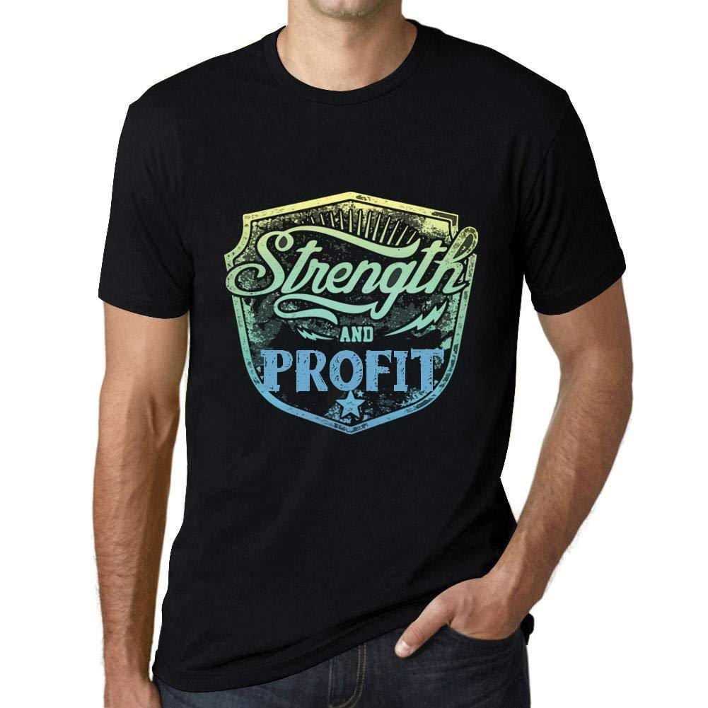 Homme T-Shirt Graphique Imprimé Vintage Tee Strength and Profit Noir Profond