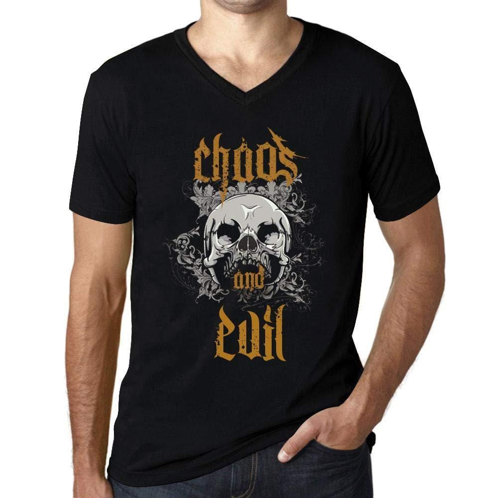 Ultrabasic - Homme Graphique Col V Tee Shirt Chaos and Evil Noir Profond