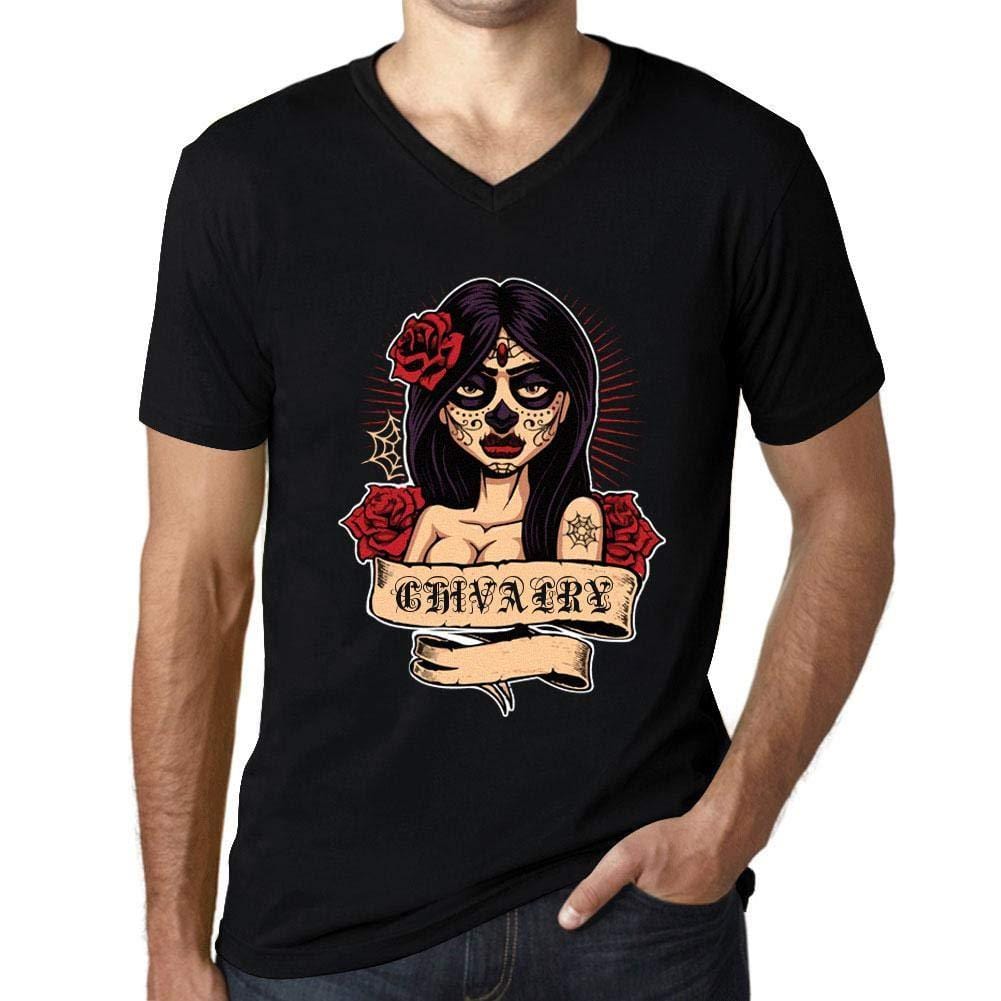 Ultrabasic - Homme Graphique Col V Tee Shirt Women Flower Tattoo Chivalry