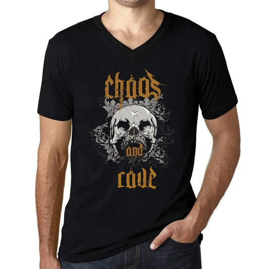 Ultrabasic - Homme Graphique Col V Tee Shirt Chaos and Rave Noir Profond