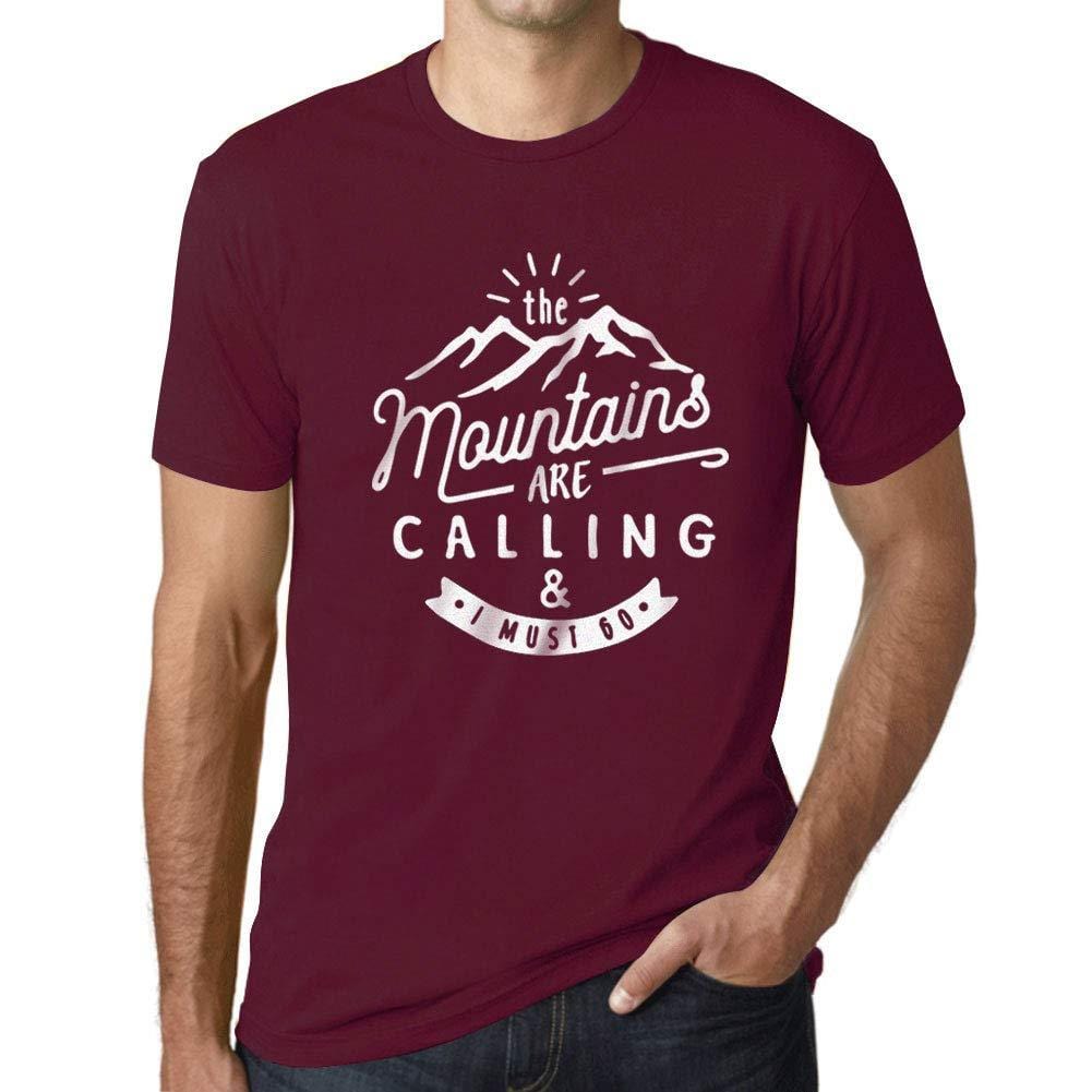 Ultrabasic - Homme T-Shirt Graphique The Mountains are Calling Bordeaux