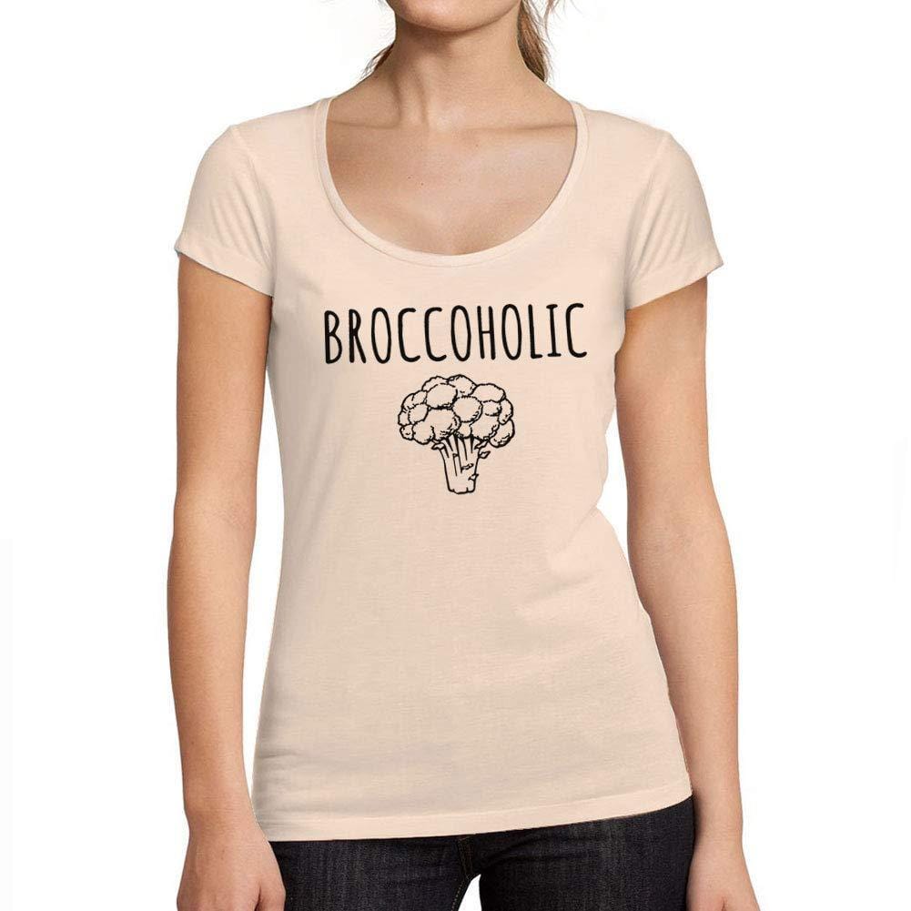 Ultrabasic - Tee-Shirt Femme col Rond Décolleté Broccoholique en Bonne Santé Drôle T-Shirt Imprimé Lettres Rose Crémeux