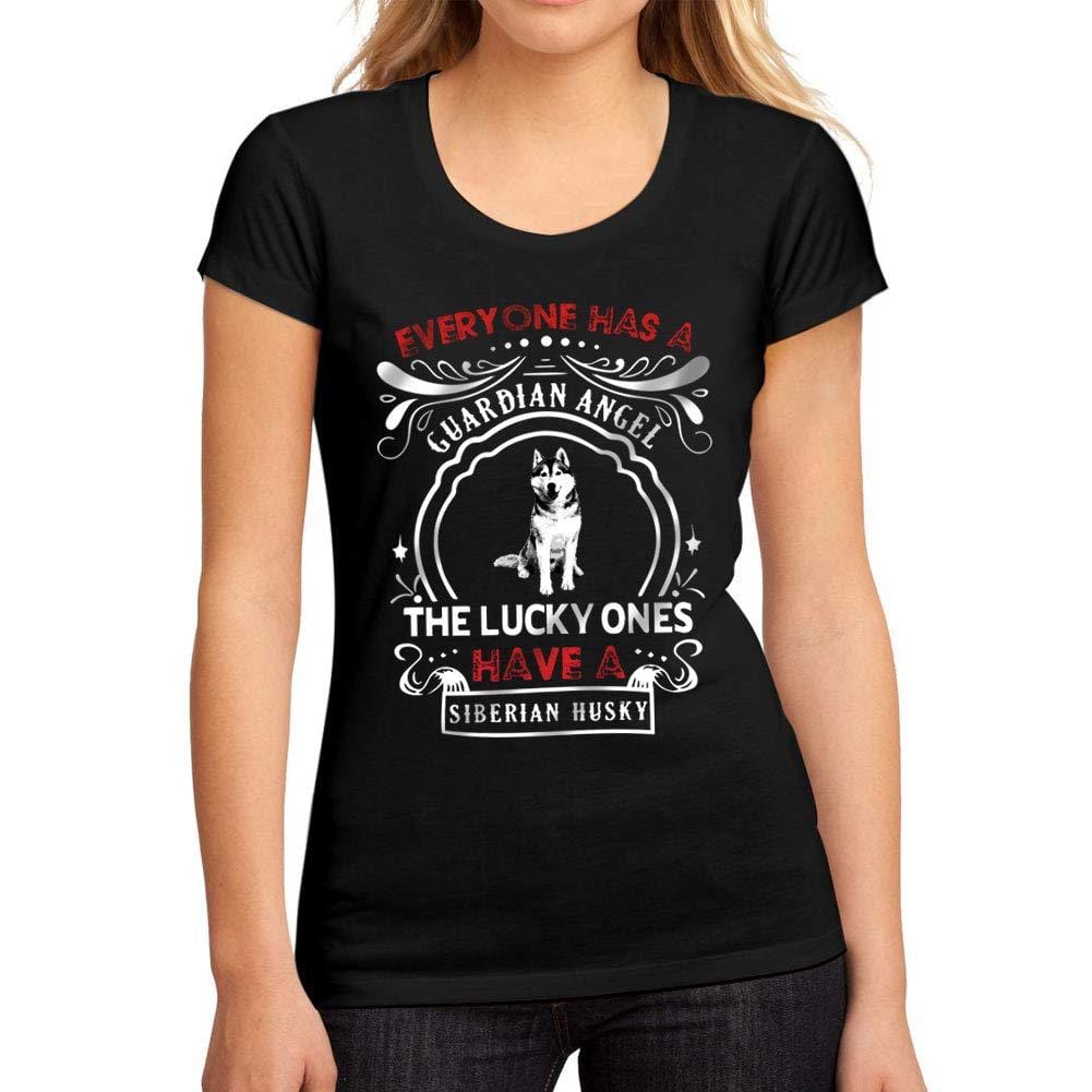 Femme Graphique Tee Shirt Dog Siberian Husky Noir Profond