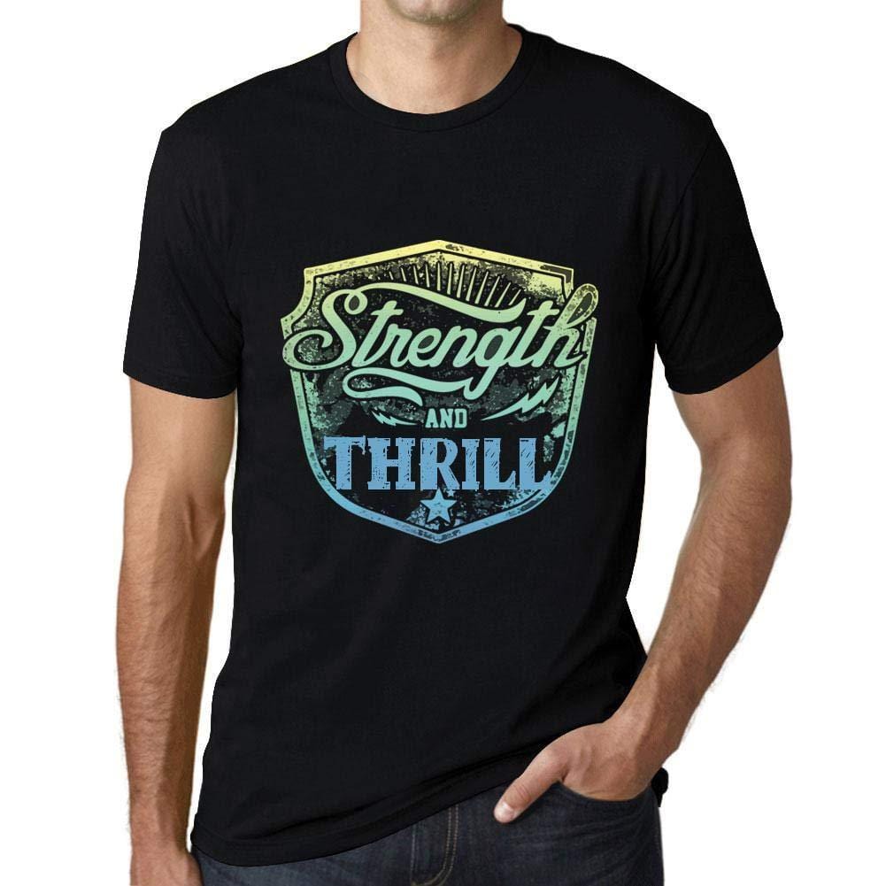 Homme T-Shirt Graphique Imprimé Vintage Tee Strength and Thrill Noir Profond
