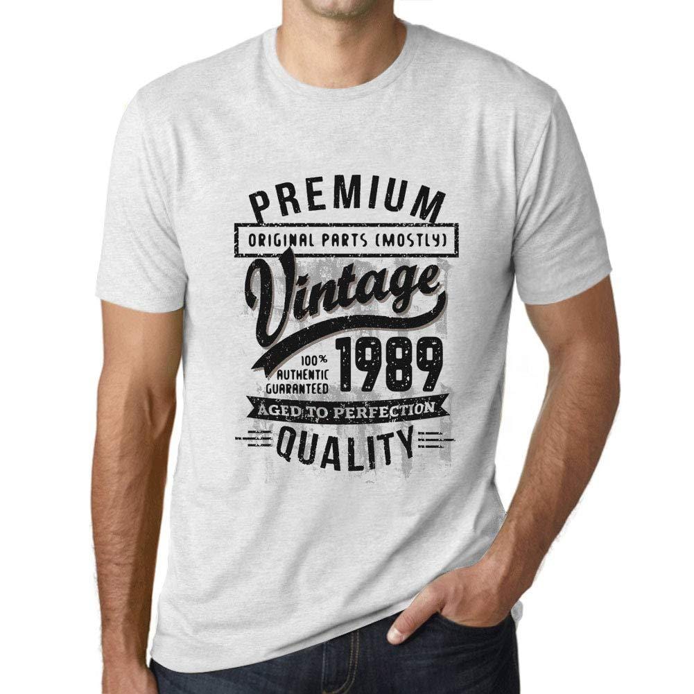 Ultrabasic - Homme Graphique 1989 Aged to Perfection T-Shirt - Cadeau d'anniversaire pour 30 Ans Blanc Chiné