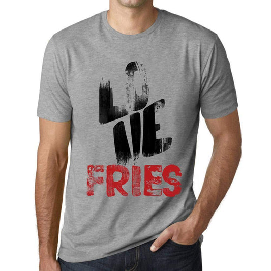 Ultrabasic - Homme T-Shirt Graphique Love Fries Gris Chiné