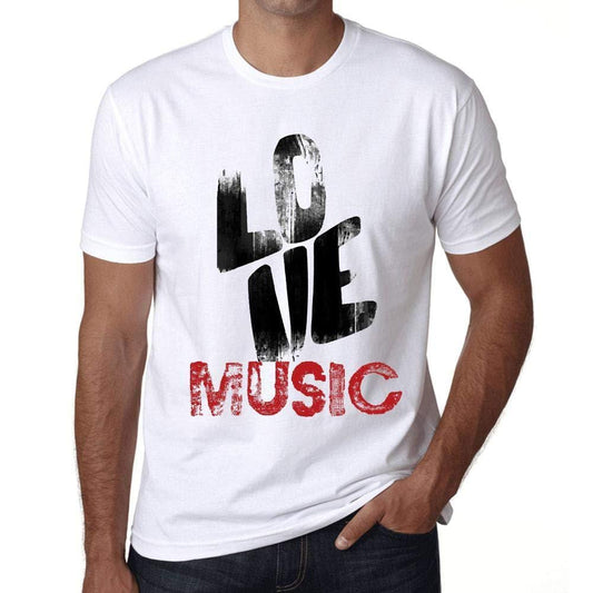 Ultrabasic - Homme T-Shirt Graphique Love Music Blanc
