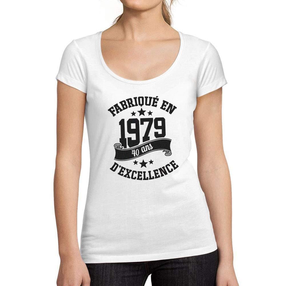 Ultrabasic - Tee-Shirt Femme col Rond Décolleté Fabriqué en 1979, 40 Ans d'être Génial T-Shirt Blanco