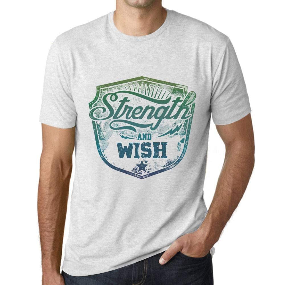 Homme T-Shirt Graphique Imprimé Vintage Tee Strength and Wish Blanc Chiné