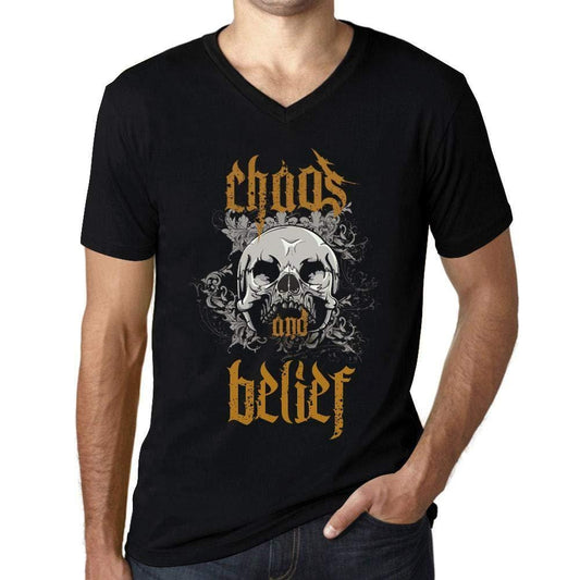 Ultrabasic - Homme Graphique Col V Tee Shirt Chaos and Belief Noir Profond