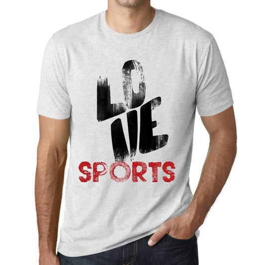 Ultrabasic - Homme T-Shirt Graphique Love Sports Blanc Chiné