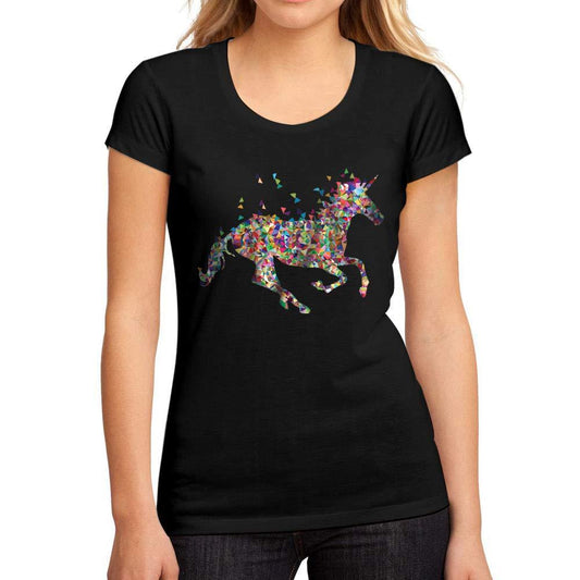 Femme Graphique Tee Shirt Multicolor Unicorn Noir Profond