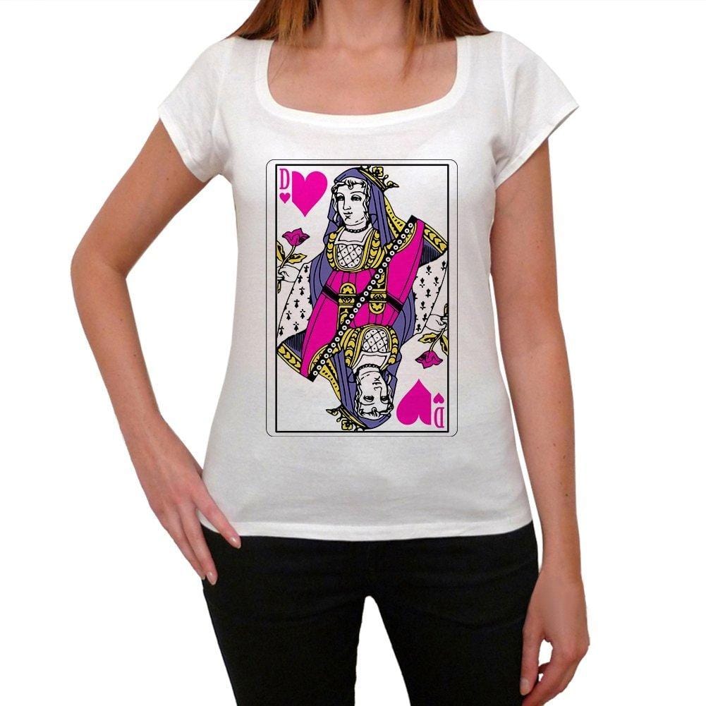 Card Game Queen of Hearts T-Shirt Femme,Blanc