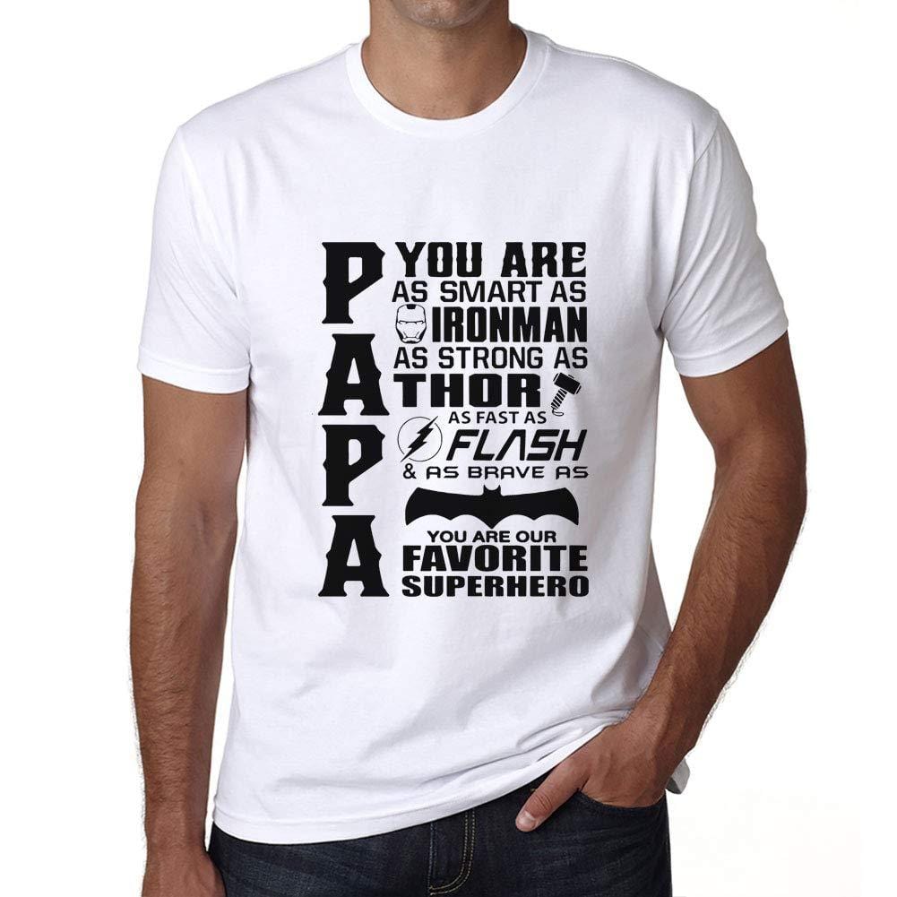 Ultrabasic - Unisex Superhero Préféré Superhero Papa Divertente Maglietta Graphique Blanc