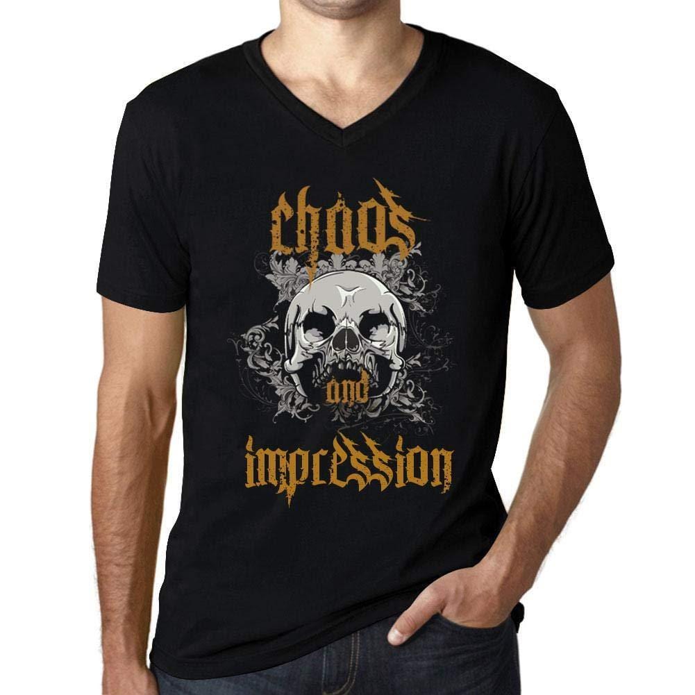 Ultrabasic - Homme Graphique Col V Tee Shirt Chaos and Impression Noir Profond