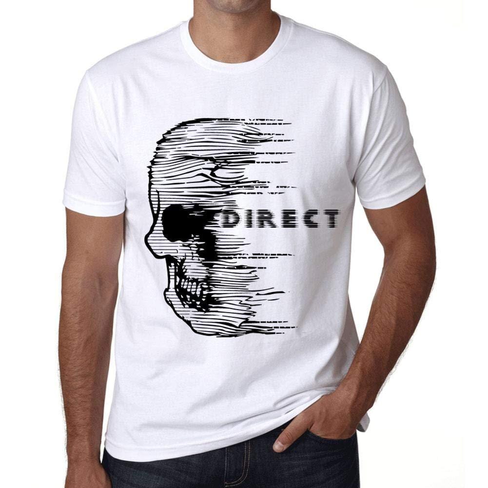 Homme T-Shirt Graphique Imprimé Vintage Tee Anxiety Skull Direct Blanc
