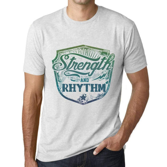 Homme T-Shirt Graphique Imprimé Vintage Tee Strength and Rhythm Blanc Chiné