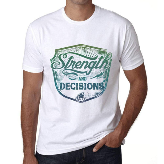 Homme T-Shirt Graphique Imprimé Vintage Tee Strength and Decisions Blanc