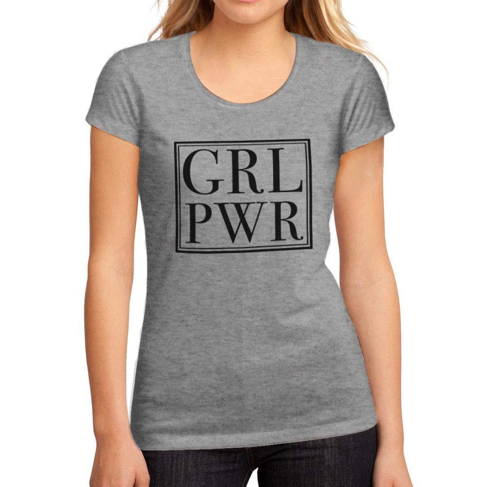 Femme Graphique Tee Shirt Girl Power Box Gris Chiné