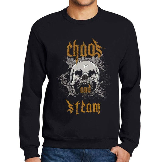 Ultrabasic - Homme Imprimé Graphique Sweat-Shirt Chaos and Steam Noir Profond