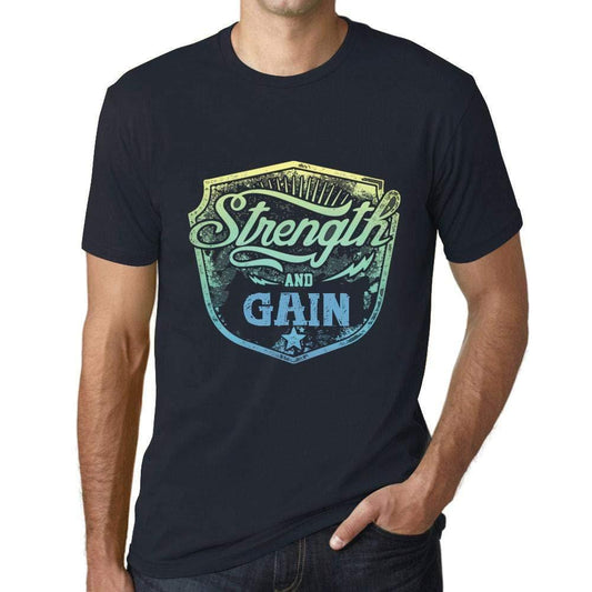 Homme T-Shirt Graphique Imprimé Vintage Tee Strength and Gain Marine