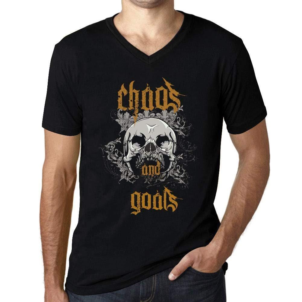 Ultrabasic - Homme Graphique Col V Tee Shirt Chaos and Goals Noir Profond