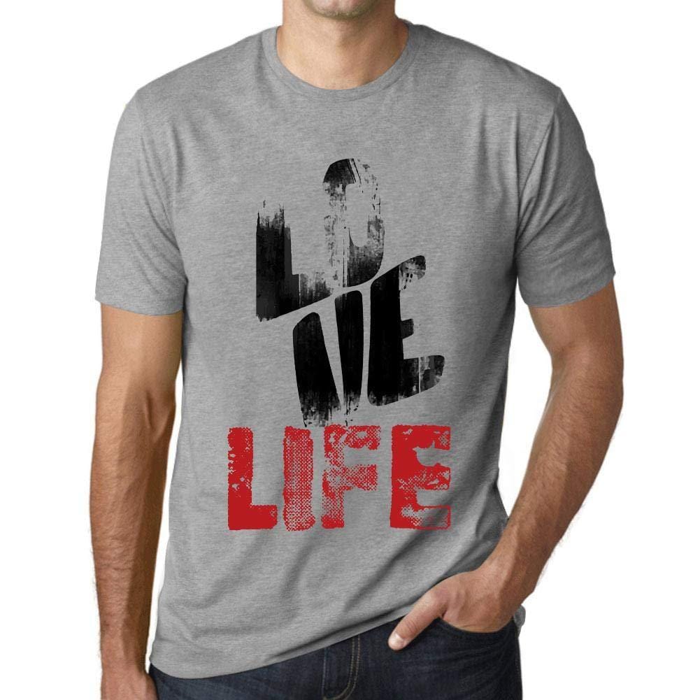 Ultrabasic - Homme T-Shirt Graphique Love Life Gris Chiné