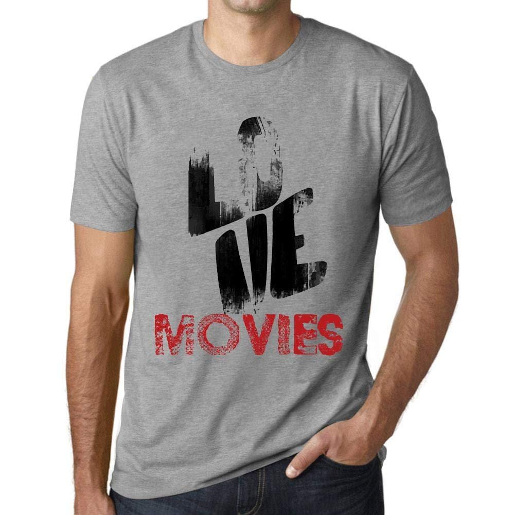 Ultrabasic - Homme T-Shirt Graphique Love Movies Gris Chiné