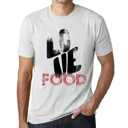 Ultrabasic - Homme T-Shirt Graphique Love Food Blanc Chiné