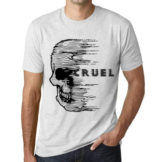 Homme T-Shirt Graphique Imprimé Vintage Tee Anxiety Skull Cruel Blanc Chiné
