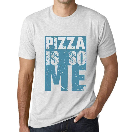 Homme T-Shirt Graphique Pizza is So Me Blanc Chiné